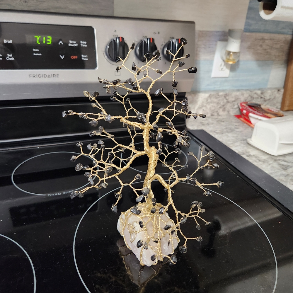 Gold Wire Gemstone Tree Sculpture - Picture 3 of 8